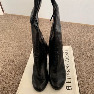 Black leather boots